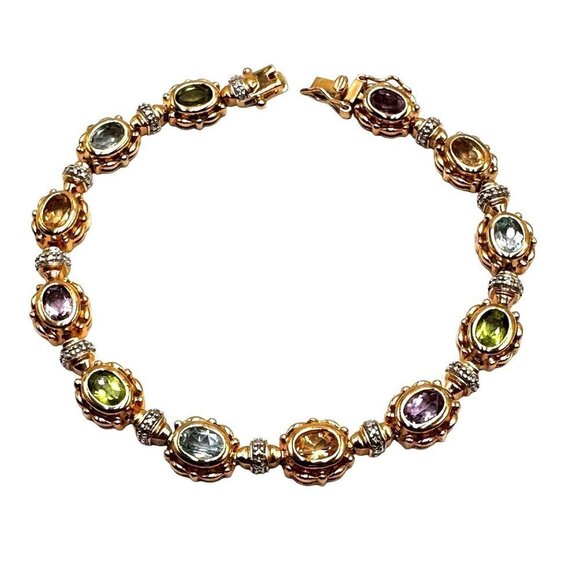 Ross Simons Multi Gemstone Gold Plated Sterling Silver 8 Inch Bracelet - Picture 1 of 5